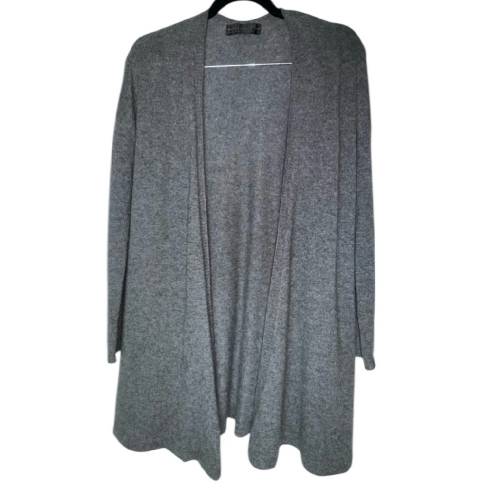 Rina Rossi 100% Cashmere Grey Open Front Long Sleeve Long Cardigan